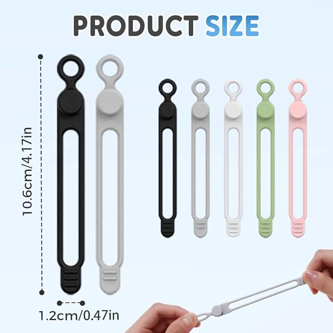 Cable Organizer & Silicone Cable Ties Reusable Cord Management Kit Cable Management Straps & Headphone Organizers for Home Office Desk Travel & Accessories