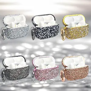 Luxury Glitter Diamond AirPods Case - Full-Bl Sparkle Cover for AirPods 1/2/3/4, Pro 1/2/3, Anti-Scratch Protective Case with Keyring for Women & Girls #USZSSFEJXYBHTBLACK