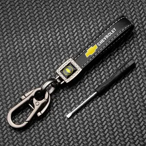 Chevrolet Car Metal Leather Embroidered Keychain, Embroidered Logo Key Ring, Personalized Car Emblem Key Holder, Creative Decoration Accessory