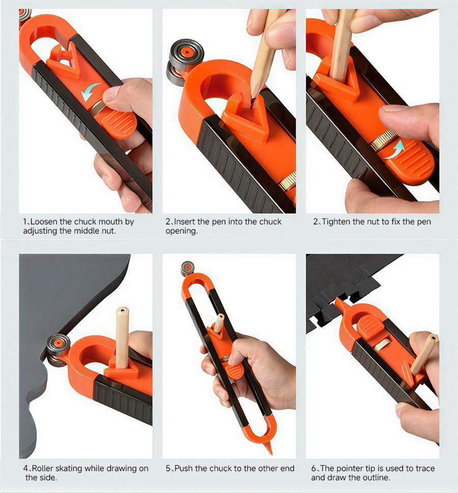 Contour Gauge with Lock, Adjustable Shape Duplicator Tool for Flooring Tile & Woodworking, DIY Home Improvement Tool Gift for Men