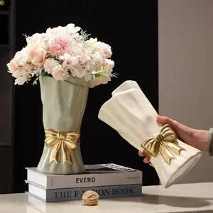Bowknot Design Ceramic Vase, Modern Minimalist Vase for Living Room & Bedroom & Dining Room Decor, Home Interior Ornaments