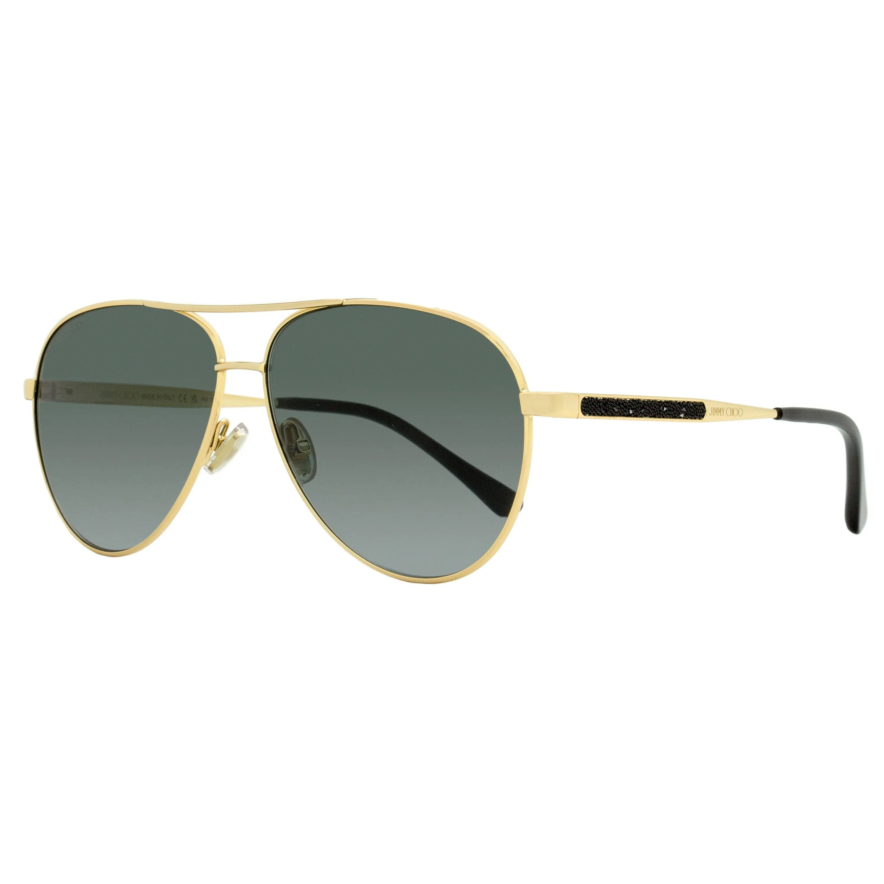 Jimmy Choo Jimena Pilot Sunglasses, Gold/Black Alloy Frame, 60mm Women's Sunglasses with Fashionable Frames, High Quality Build, Trendy Shades, Statement Glasses, Fashionable Frames Sunglasses, High Quality Sunglasses