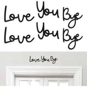 Love You Bye Wooden Script Sign Hallway Home Door, Love You Bye Sign Above Door Boho Decor, Wall Hanging Sign, Family Wall Art Modern Wood Decoration with Glue Point, Valentine Gift(Black)