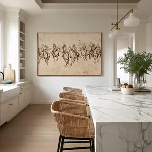 [Sale Up To 50%] Cowboy Line Art Wall Art, Abstract Horse Riders Sketch on Neutral , Large Textured-Style Western Decor, Modern Ranch Art Print