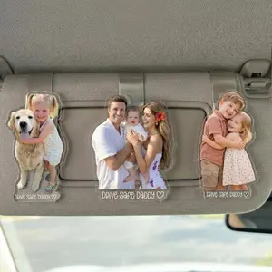 Custom Photo Visor Clip for Dad, Drive Safe Daddy Acrylic Car Visor Clip, Baby Picture First Father’s Day Gift, Personalized Car Accessory 1 Layer