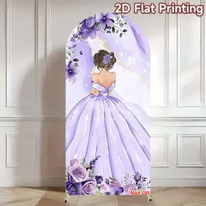 Quinceanera Princess Dress Sweet Background 15th Birthday Party Baby Shower Purple Floral Covers Chiara Arch Decor Backdrop Stand Arch Photo Party Decorations Banners Party Decoration Supplies