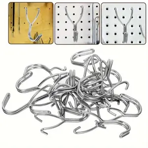 20pcs Stainless Steel Pegboard Hooks, Heavy Duty Pegboard Hooks, Shelving Pegboard Display Hooks, Metal Pegboard Hooks for Garage, Office, Kitchen, Store