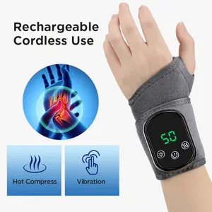 Heated Wrist Wrap with Smart Timer, 5 Heat Levels & Vibration Modes, Strong Adhesive, Pain Relief Tool for Arthritis & Carpal Tunnel Syndrome