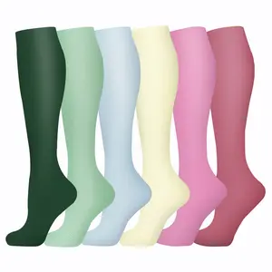 MhzyCaus 6 Pairs Over-the-Knee Compression Socks – Stylish Patterns, Lightweight & Comfortable for Running, Yoga, Sports & Everyday Wear