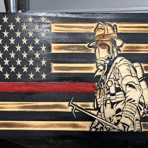 redline firefighter flag wall-mounted