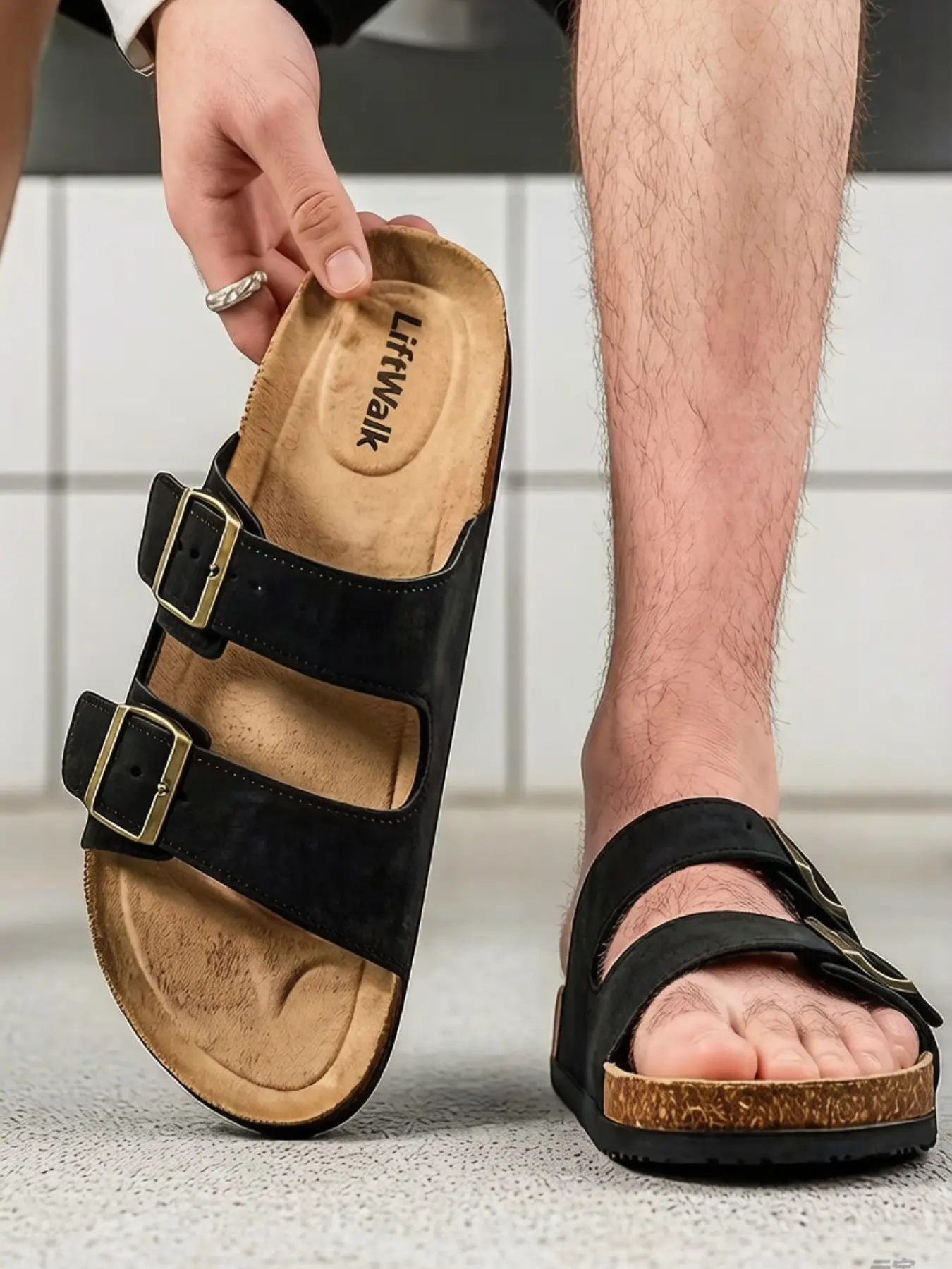 Men's Fashion Sandals 2026, Retro Thick Sole Slippers, Summer Slides, Summer Beach Walk Slip-On Mules, Casual PU Leather Walking Shoes, All Seasons, Footwear