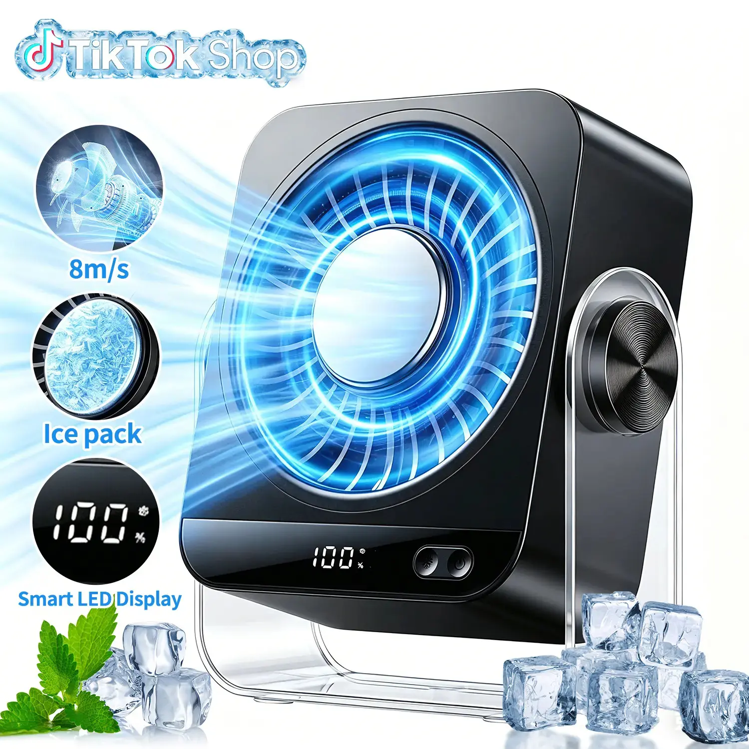Small Desk Fan, Rechargeable USB Portable Fan, 199 Speeds Quiet Cooling Fan with 4000mAh Battery, 13 Hours Working Time, 120° Tilt Adjustable Personal Fan for Bedroom Office Kitchen Camping