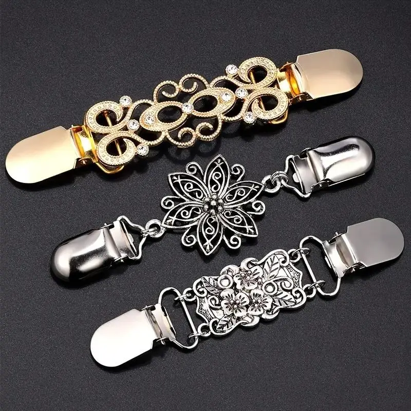 Vintage Sweater Shawl Clip, Retro Sweater Cardigan Collar Clip, Decorative Brooches for Clothing, Shirts Dresses Brooch Clip for Women & Girls Wearing, Fashion Accessory