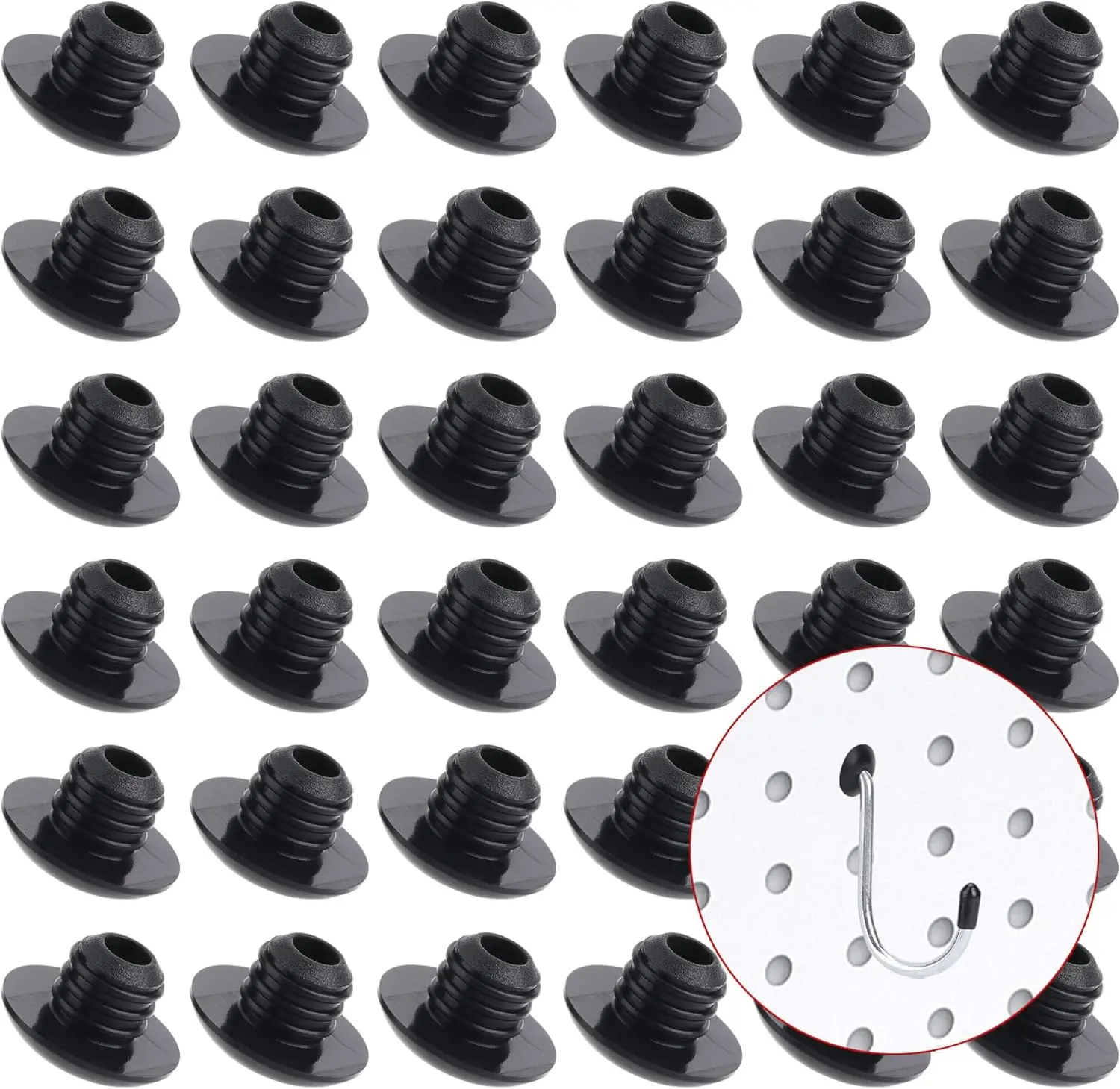 Pegboard Hook Locks, for Stopping Hooks from Falling Off, 60 count, Black