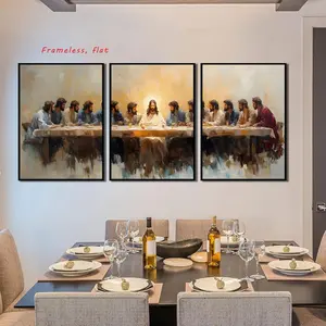 3-Piece Set: The Last Supper Mural, Christian Twelve Apostles Canvas Wall Art, Bible Verse Jesus Poster Print, Renaissance-Style Biblical Artwork, Living Room & Dining Room Decorative Painting High-definition, waterproof, art-quality, frameless