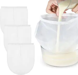 3PCs Cheese Cloths Bag for Straining 11x9 Inch, Reusable Mesh Juice Nyon Strainer, Food Grade Cold Brew Bags, Nut Milk Tea Filter Bag, Coffee Yogurt Cheesecloth Food Fine Mesh Sieve Strainer