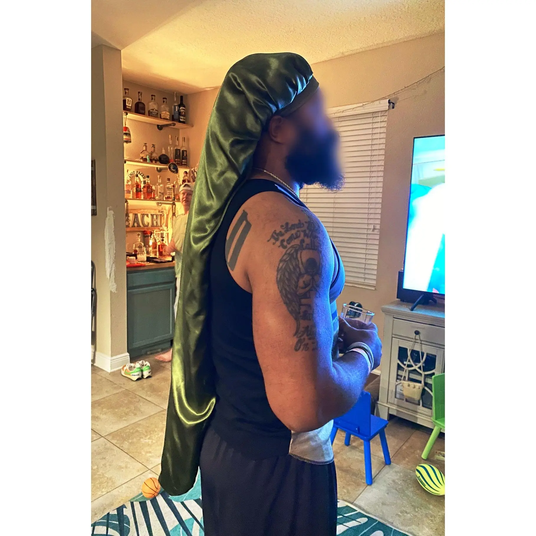 Moss Extra Long Satin Bonnet With Snap