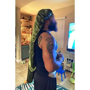Moss Extra Long Satin Bonnet With Snap