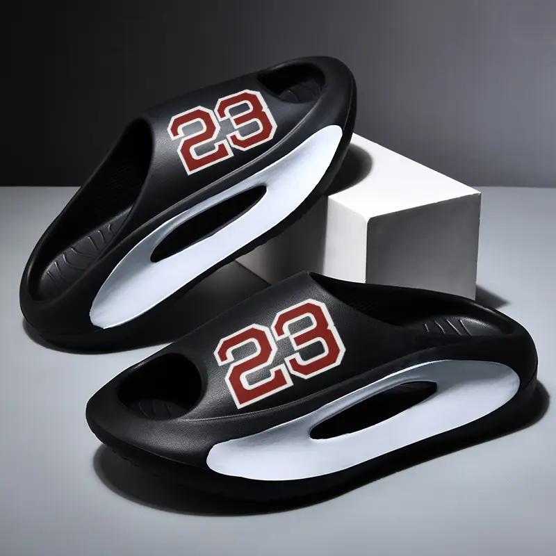 Hollow Suspended Air Cushion Platform Slides, 23 Number Basketball Fans Pillow EVA Slippers, Thick Cloud Cushion Non-Slip Quick Dry Street Beach Shower Gym Unisex Footwear