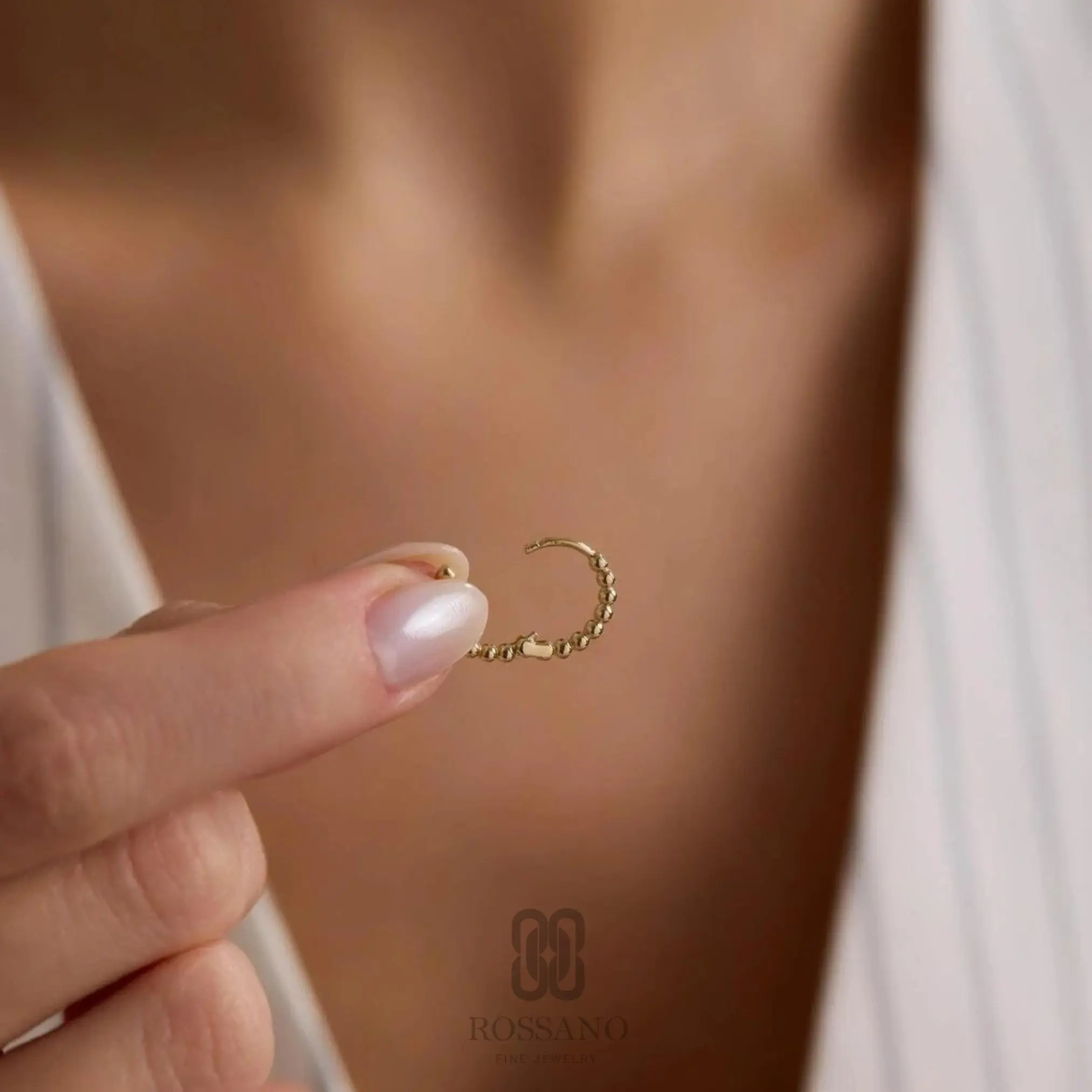 14K Gold 15mm Beaded Hoop Earrings, Minimalist Handmade Everyday Earrings