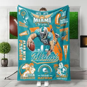 Blanket Football, Miami Fan Blanket, Game Day Gift, Game Day Blanket