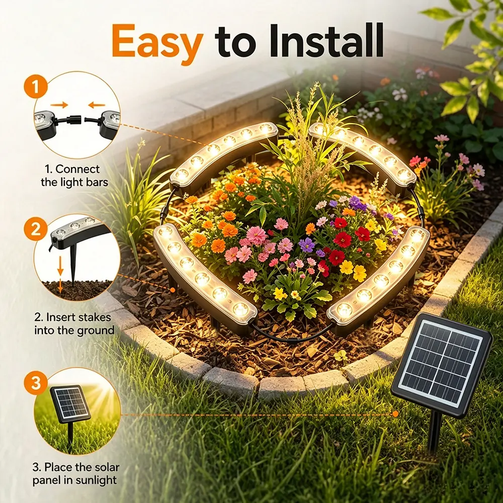 Installation steps for solar tree ring landscape lights
