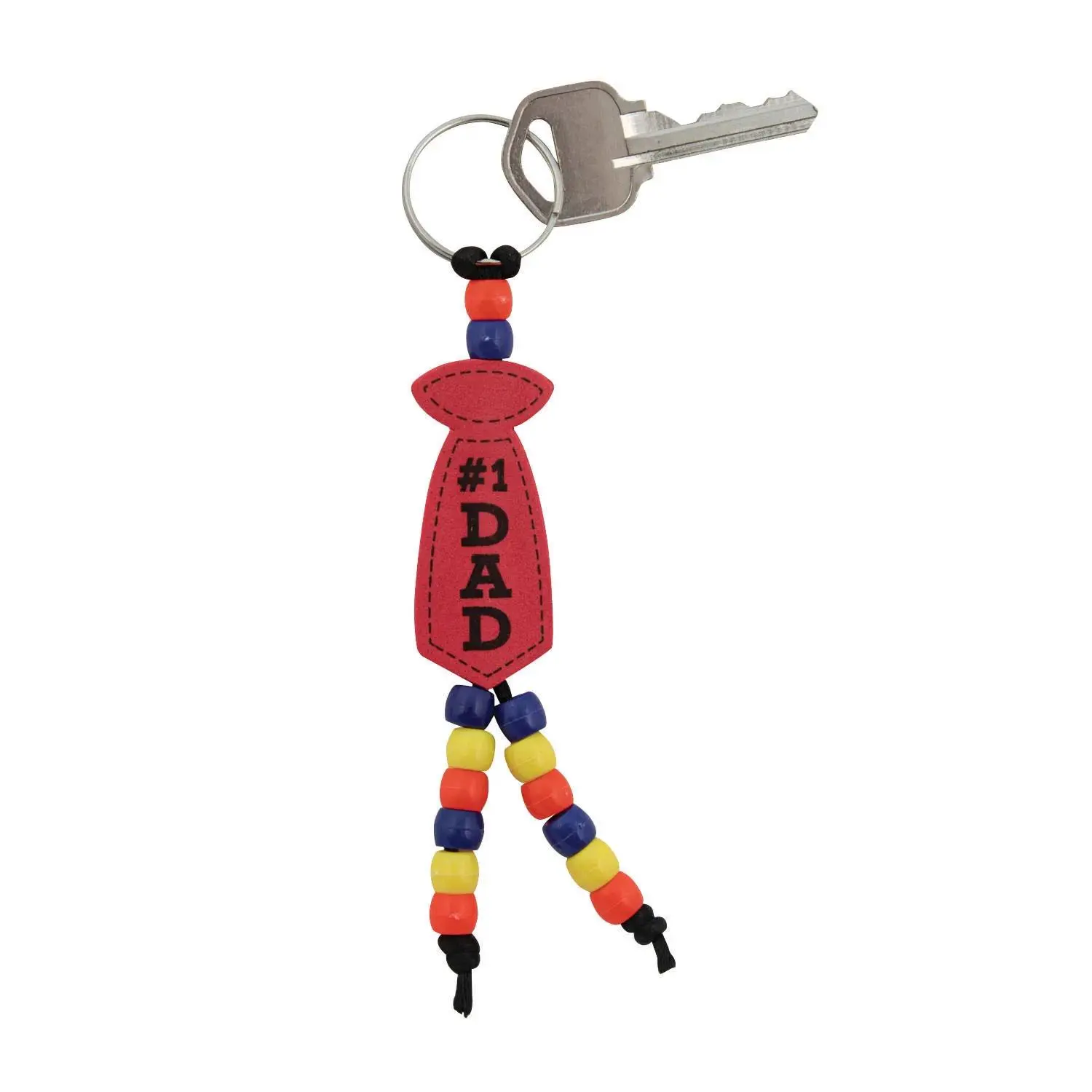 Father’s Day Beaded Keychain Craft Kit for Dad - 12 Kits, 1/4" Plastic Pony Beads, Plastic Components, Easy to Assemble, Fun and Functional