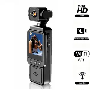 HD 1080P Video Blog Wifi Camera,USB Rechargeable Action Camera with Rotatable Lens,Vlog Shooting Night-Vision Camera for Outdoor Sports, Vlogging Camera