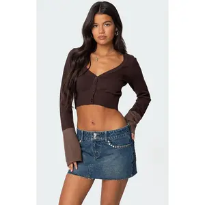 Edikted Women's Color Block Flared Sleeve Cardigan