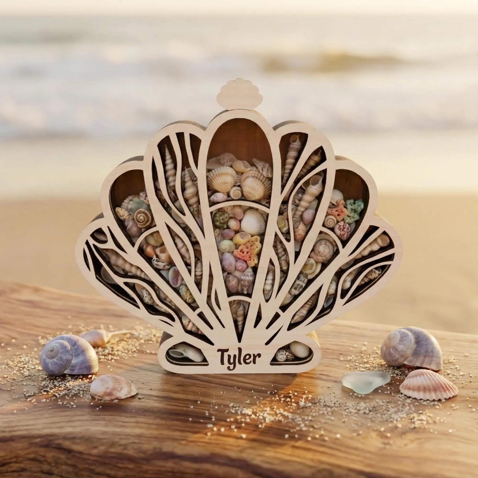 Personalized Seashell Display Frame Beach Memory Box, Sea Glass Keepsake Shadow Box, Coastal Home Decor, Ocean Theme Gift, Beach Lover Gift, Christmas Decor 2026
