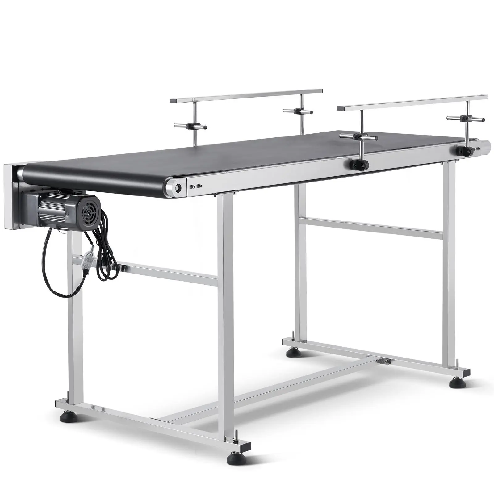 【summerfinds】VEVOR Belt Conveyor, 59 x 23.6 inch Conveyor Table, Heavy Duty Stainless Steel Motorized Belt Conveyor for Inkjet Coding Applications Powered PVC Belt Anti-Static Adjustable Speed (Double Guardrail)