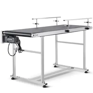 VEVOR Belt Conveyor, Summervibes, 59 x 19.7 inch Conveyor Table, Heavy Duty Stainless Steel Motorized Belt Conveyor for Inkjet Coding Applications Powered PVC Belt Anti-Static Adjustable Speed (Double Guardrail)