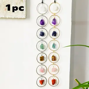 Natural 7 Chakra Stones Raw Crystal Gemstone Hanging Ornament, Tree Of Life Wall Hanger, Tumbled Gemstones Meditation Ornament, Natural Crystals, Chakra Healing Crystals, Gemstones And Crystals