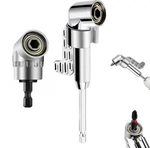 105 Degree Right Angle Drill Adapter, 2025 Upgrade Right Angle Drill Attachment with Multi-function Bend Screwdriver Bit, Attachment Extension Power Screwdriver, 1/4" Hex Shank Driver Angle Drill (Long+Short)