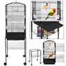 Segawe 59in Rust-Safe Iron Bird Cage for Small-Medium Birds - Durable & Safe Wrought Iron Frame, Rolling Base, Arched Door, Feeding Slots, Top Handle, 4 Perches, Ample Activity Space, Pull-Out Tray, Supply Shelf, Chewing & Harsh Weather Resistance