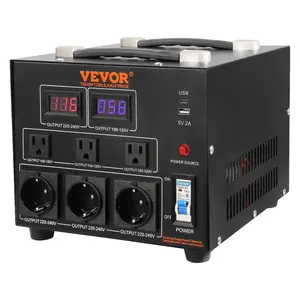 Voltage Converter Transformer, 5000W, Heavy Duty Step Up/Down Transformer, Convert from 110 Volt to 220 Volt and from 220 Volt to 110 Volt, with US Outlet EU Outlet 5V USB Port, CE Certified