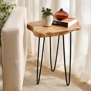 Natural edge cedar side table, unique tabletop side table, 19inch long x 16inch wide x 20.5inch high, suitable for living room, bedroom, home office, and patio plant stand