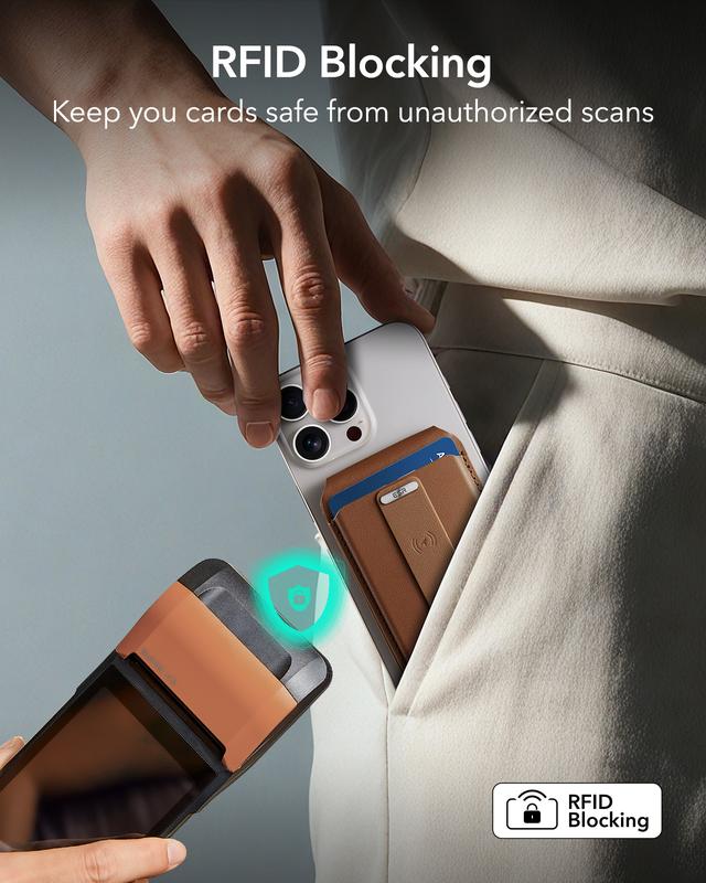 ESR Geo MagSafe Wallet with Find My Functionality 5 Card Holder RFID Blocking Magnetic for iPhone 17/16/15/14/13/12 Series Durable Stand