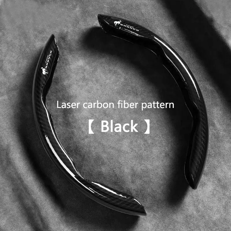 2pcs Carbon fiber Car Steering Wheel Cover Anti-slip Protection Cushion For Ford Bronco Logo Accents Car Interior Accessories