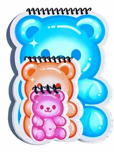 3 Notebooks Bundle, Cute Gummy Bear Shaped Notebook Bundle, 3 Gummy bear Notebooks, 1 Large Blue, 1 Medium Orange, 1 Small Pink, Handmade, for Note Taking, Lined Spiral Notebook, for Kids and Adults