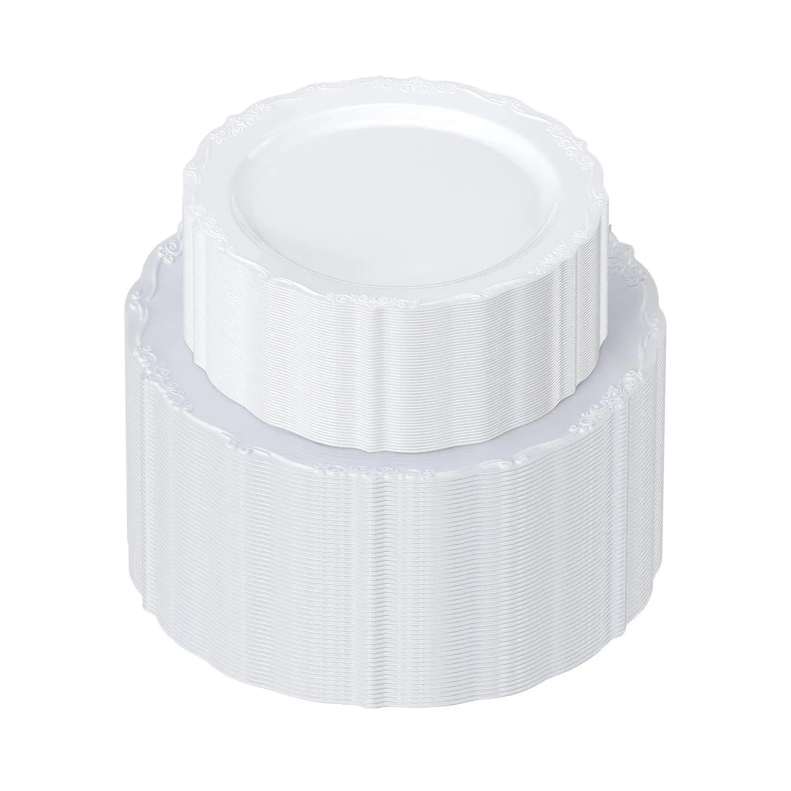 【Summerfinds】VEVOR Plastic Disposable Plates 100 Pcs White Plastic Plates Heavy Duty Dinner Dessert