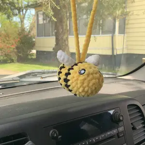 Crochet rearview bee hanger