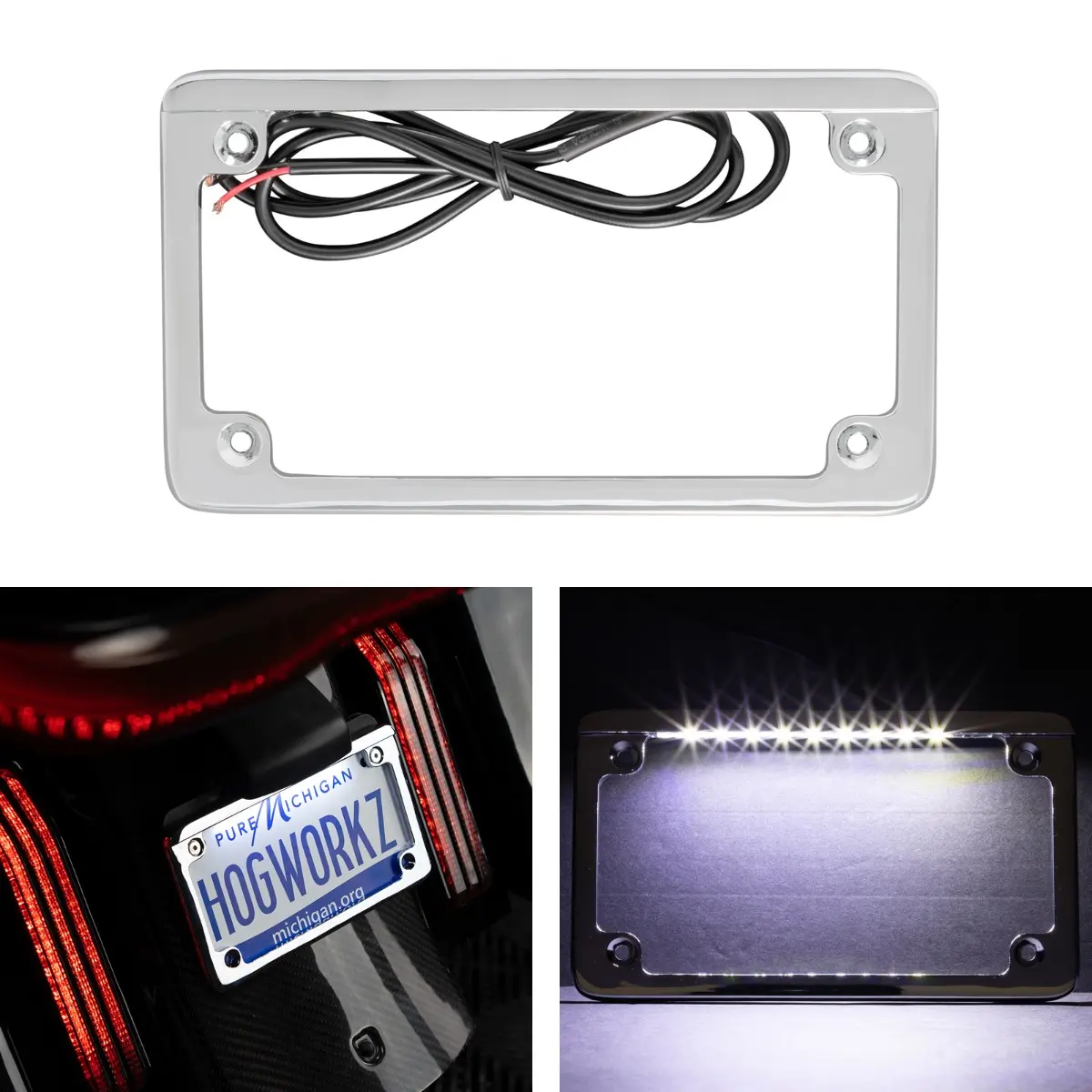 Chrome LED Low Profile License Plate Frame for Harley-Davidson® Motorcycles