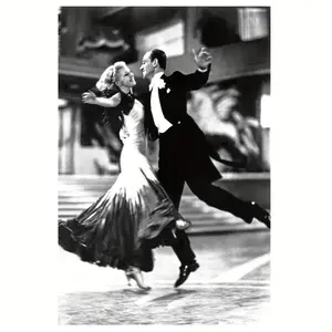 1 Piece, Wooden Frame, Fred Astaire and Ginger Rogers Dance Movie Stills Photo Poster Canvas Wall Art. Suitable for Home Decoration. Perfect Gift for Classic Movie Fans., 2D Flat, Suitable for Room Decoration