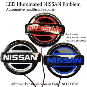 LED Illuminated Emblem,Suitable for Nissan- 5D Glow Badge for Car Front Grill, 2 Sizes (10.6/11.7cm)