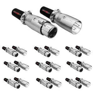 5Core XLR Connector Male Female to 1/4 Audio Jack 3 Pin Secure Mic Plug w Locking Ends