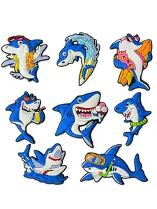 8-Piece Summer Surf Shark Animal Style Shoe Clips Set, Cute Animal Shoe Accessories, DIY Customizable, Unique Gift Idea