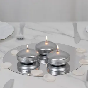 12 Pack 3" Silver Floating Candles, Unscented Dripless Wax Discs for Centerpieces