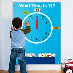 89-Piece Learning Clock Felt Storyboard Set, 1 Set Time Telling Tool, Educational Storytelling Aid, Early Learning Play Kit, Wall Hanging Gift, Learning Materials, Visual Learning Tools