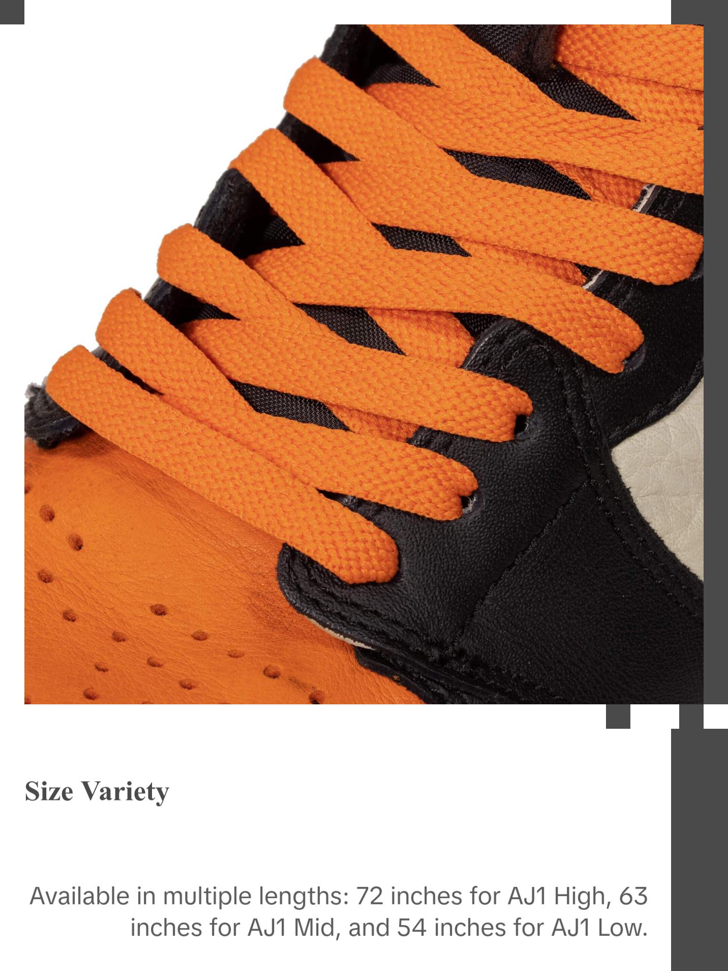 Orange Jordan 1 Replacement Shoelaces By Lace Lab - Flat Shoe Laces For Sneakers, AF1, Air Force 1, Other Athletic Sneakers